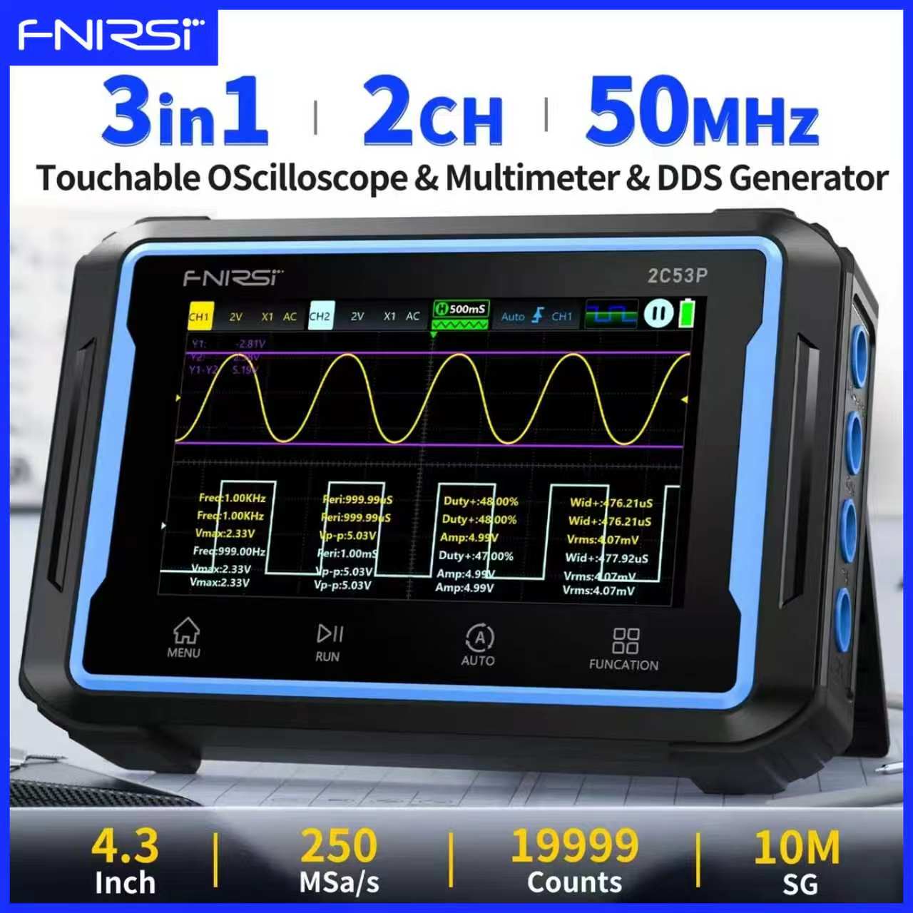 FNIRSI 2C53P ออสซิลโลสโคปแบบดิ - Signal Generator Spectrum Analyzer บทวิจารณ์และราคา